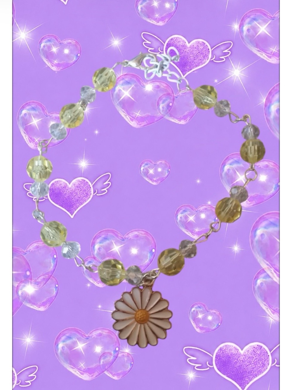 Daisy Charm Beaded Bracelet - Gold and Silver